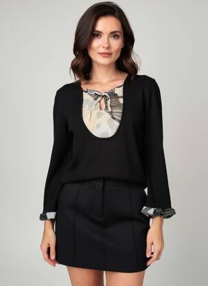 Pulover croială cambrată mâneci lungi negru INFINITIF femeie