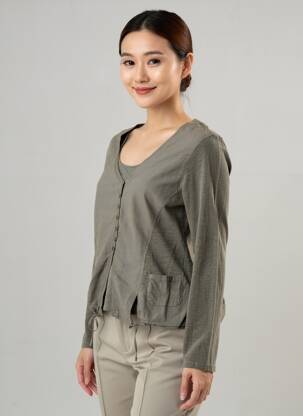 Tricou mâneci lungi mâneci lungi verde YERSE femeie