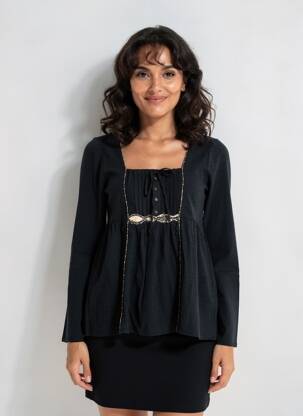 Tricou mâneci lungi mâneci lungi negru YERSE femeie