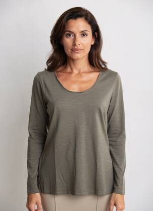 Tricou mâneci lungi mâneci lungi verde YERSE femeie
