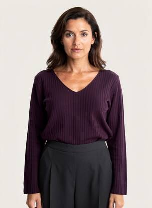 Pulover croială cambrată mâneci lungi violet TERA BORA femeie