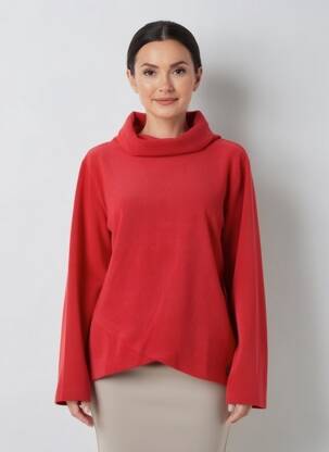 Pulover croială dreaptă mâneci lungi roșu REBELLE BY PASTUNETTE femeie