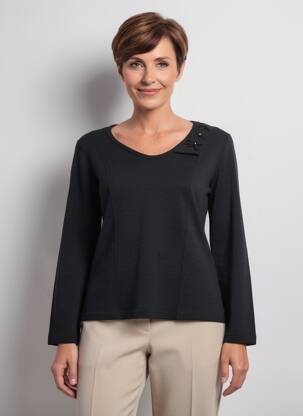Pulover croială cambrată mâneci lungi negru 20/20 femeie