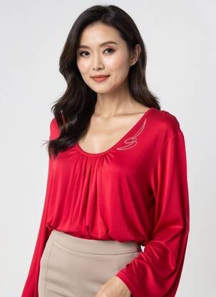 Tricou mâneci lungi mâneci lungi roșu 20/20 femeie