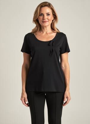 Tricou croială cambrată mâneci scurte negru 20/20 femeie