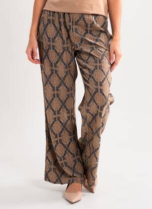 Pantalon drept țesătură crep maro ZARA femeie