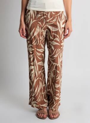 Pantalon drept țesătură crep mărime normală maro KIABI femeie