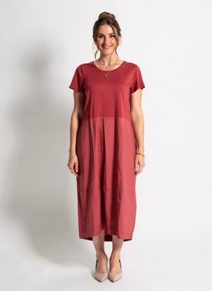 Rochie lungă mâneci scurte mâneci scurte roșu BLANC BOHEME femeie