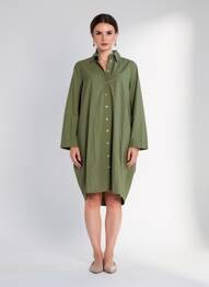 Rochie midi mâneci lungi mâneci lungi verde BLANC BOHEME femeie