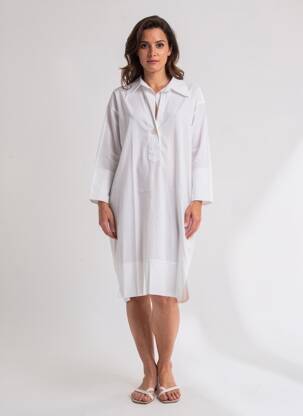 Rochie midi mâneci lungi mâneci lungi alb BLANC BOHEME femeie