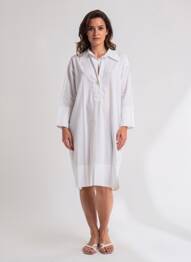 Rochie midi mâneci lungi mâneci lungi alb BLANC BOHEME femeie