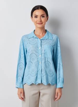 Cămașă croială cambrată mâneci lungi albastru BLANC BOHEME femeie