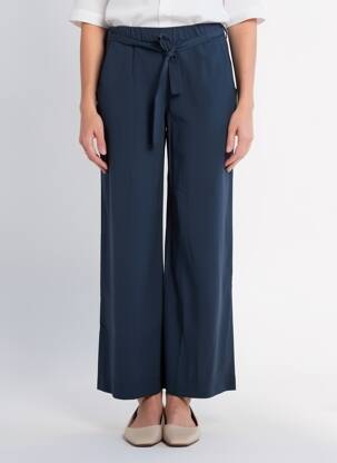 Pantalon drept țesătură poplin mărime normală albastru BLANC BOHEME femeie