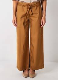 Pantalon drept țesătură poplin mărime normală maro BLANC BOHEME femeie