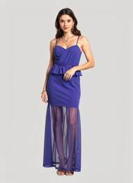Rochie lungă mâneci cu bretele ajustabile bretele subțiri violet ALFRED ANGELO femeie