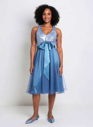 Rochie midi fără mâneci fără mâneci albastru ASCIA femeie