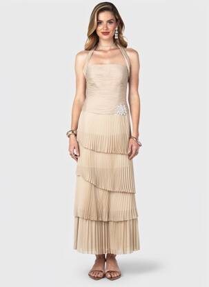 Rochie lungă fără mâneci fără mâneci bej FARA FIESTA femeie