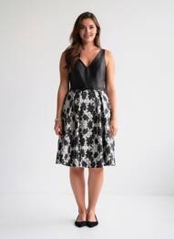 Rochie midi imprimeu floral fără mâneci negru MARFIL femeie