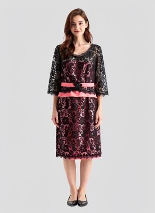 Rochie midi mâneci lungi mâneci lungi negru MARFIL femeie