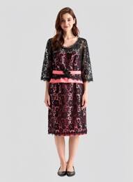Rochie midi mâneci lungi mâneci lungi negru MARFIL femeie