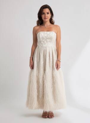 Rochie lungă fără mâneci fără mâneci bej SONIA PENA femeie