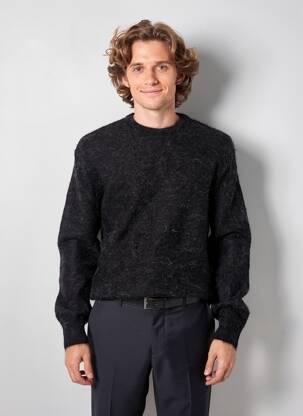 Pulover elasticitate mâneci lungi negru AMERICAN VINTAGE bărbat