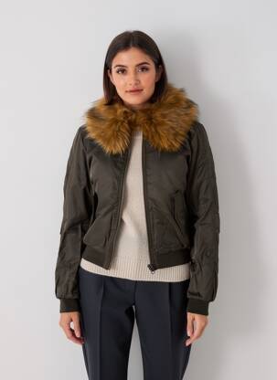 Geacă efect material satinat verde TEDDY SMITH femeie