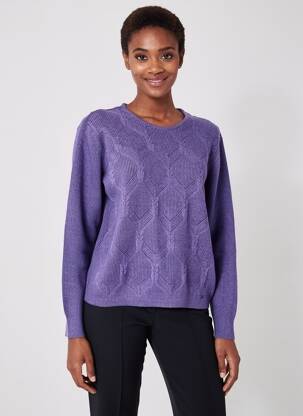 Pulover țesătură melanj mâneci lungi violet MCM femeie