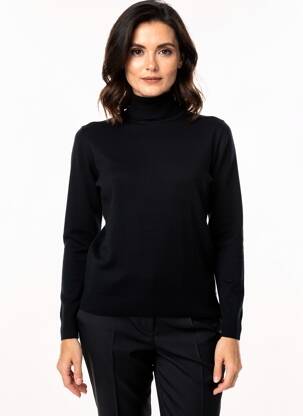 Pulover cu guler înalt elasticitate mâneci lungi negru MCM femeie