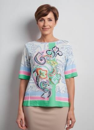 Tricou elasticitate mâneci scurte albastru BARBARA LEBEK femeie