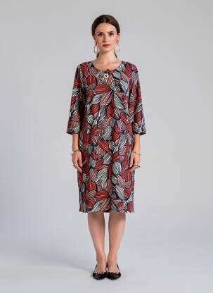 Rochie midi țesătură crep mâneci lungi negru DAMART femeie