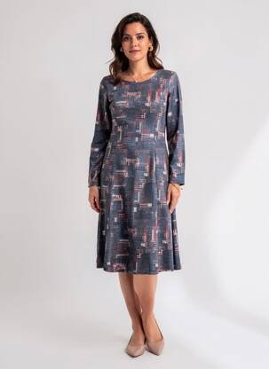 Rochie midi mâneci lungi mâneci lungi albastru DAMART femeie