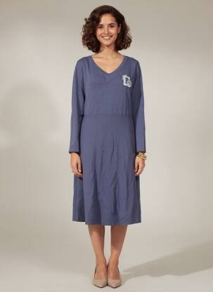 Rochie midi mâneci lungi mâneci lungi albastru SHEEGO femeie