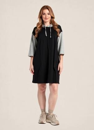 Rochie scurtă mâneci 3/4 mâneci 3/4 negru SHEEGO femeie