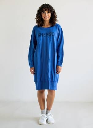 Rochie midi mâneci lungi mâneci lungi albastru SHEEGO femeie