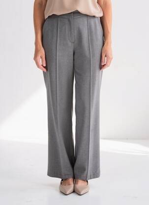 Pantalon drept talie elastică mărime normală gri LAUREN VIDAL femeie