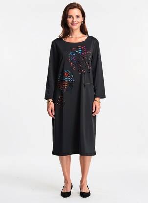 Rochie midi mâneci lungi mâneci lungi negru GUY DUBOUIS femeie