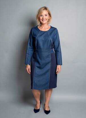 Rochie midi mâneci lungi mâneci lungi albastru MERI & ESCA femeie