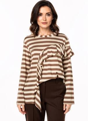 Tricou mâneci lungi mâneci lungi maro URBAN BY ALEMBIKA femeie