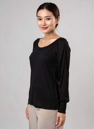 Tricou mâneci lungi mâneci lungi negru COULEURS DU TEMPS femeie
