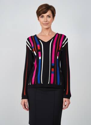 Pulover croială cambrată mâneci lungi negru GUY DUBOUIS femeie