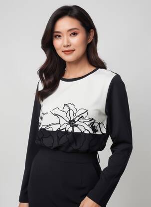 Tricou mâneci lungi mâneci lungi negru GUY DUBOUIS femeie