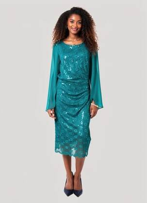 Rochie midi mâneci lungi mâneci lungi verde NINA LOO femeie