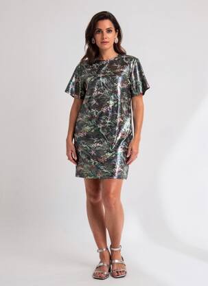 Rochie scurtă închidere cu fermoar la spate mâneci scurte verde MSGM femeie