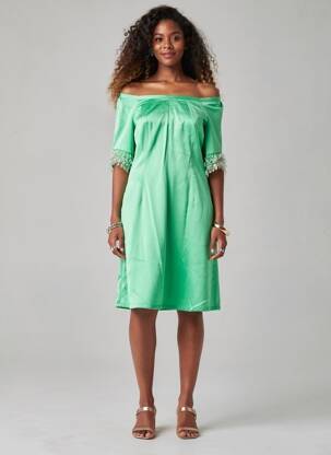 Rochie scurtă mâneci 3/4 mâneci 3/4 verde GIO' GUERRERI femeie