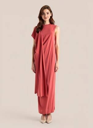 Rochie lungă țesătură crep fără mâneci roz GIANLUCA CAPANNOLO femeie