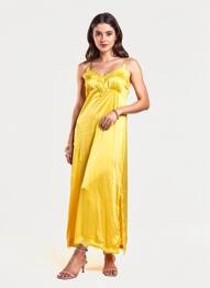 Rochie midi croială fluidă bretele subțiri galben MA'AN femeie