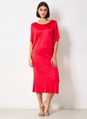 Rochie midi mâneci scurte mâneci scurte roșu MSGM femeie
