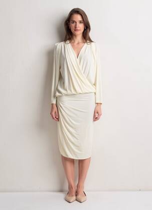 Rochie midi mâneci lungi mâneci lungi bej MSGM femeie