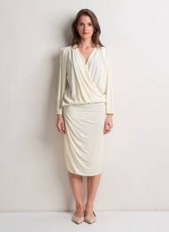 Rochie midi mâneci lungi mâneci lungi bej MSGM femeie